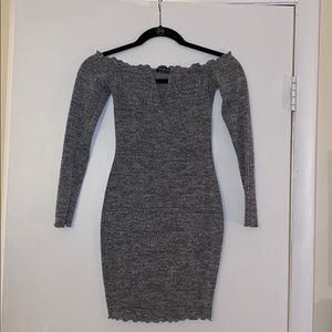 Grey fashion nova off the shoulder mini dress